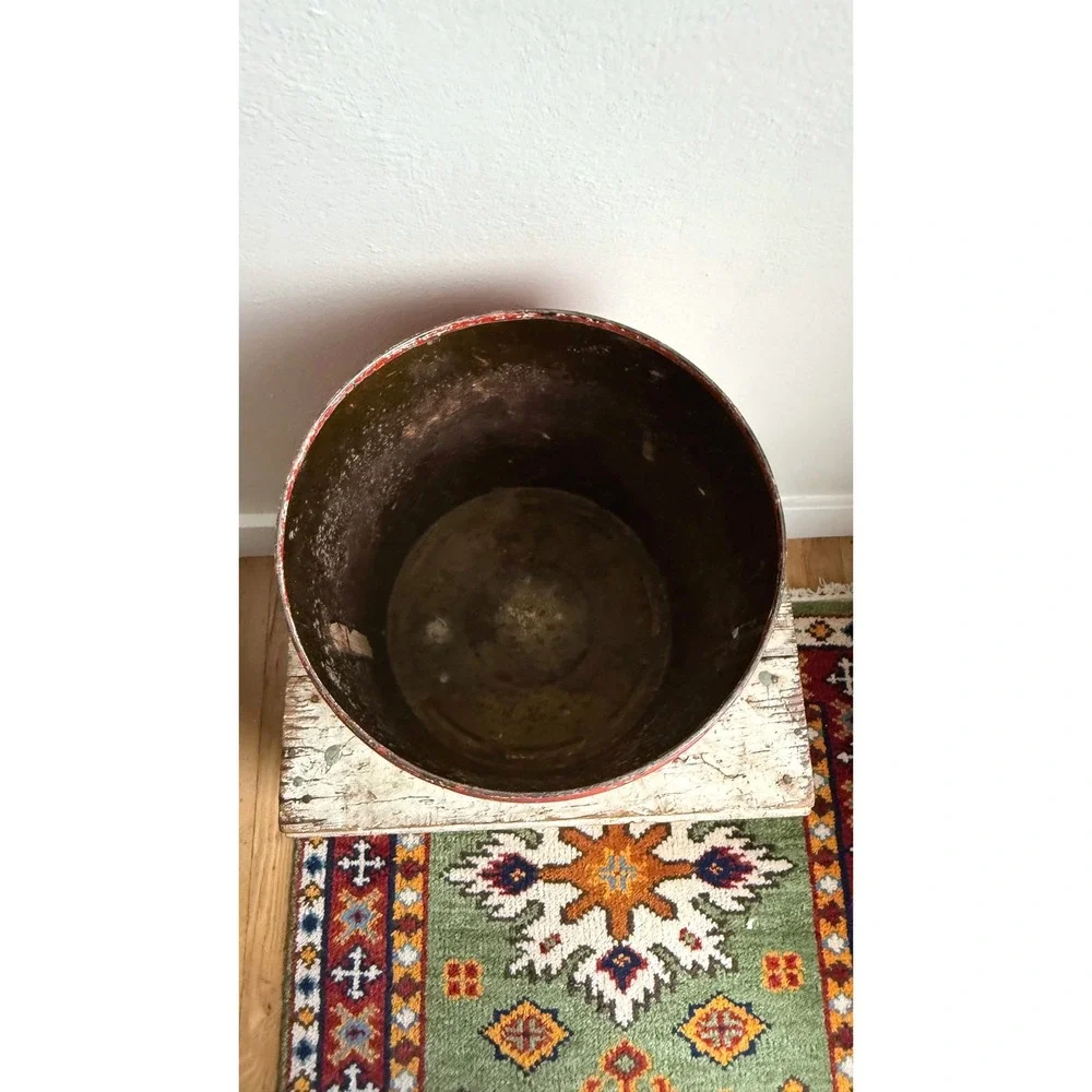 Vintage Red Metal Gasoline Can Rustic Industrial Storage Decor